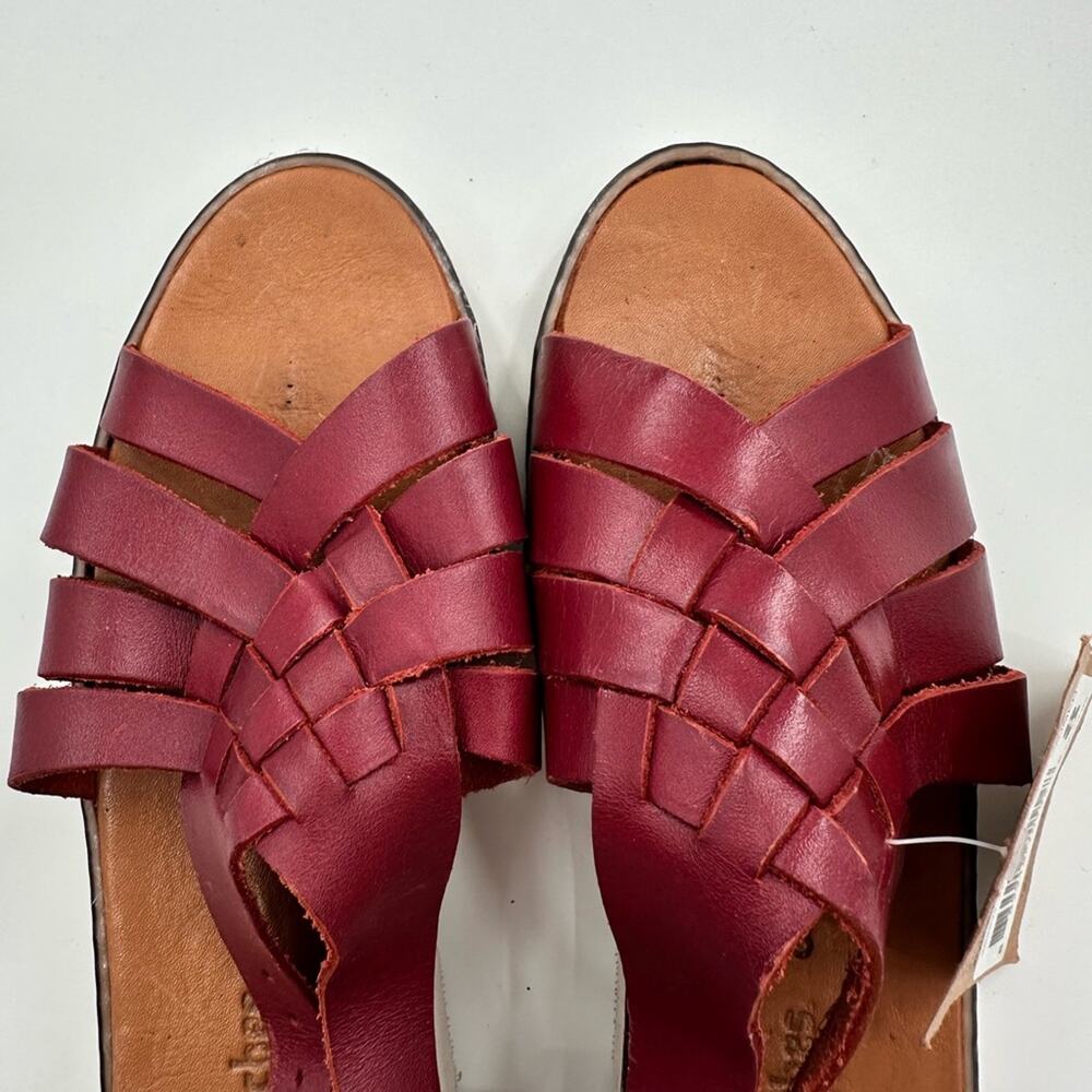 Bearpaw Burgundy Red Leah Huarache Fishermen Sport Leather Sandals New Size 9 - Picture 5 of 7